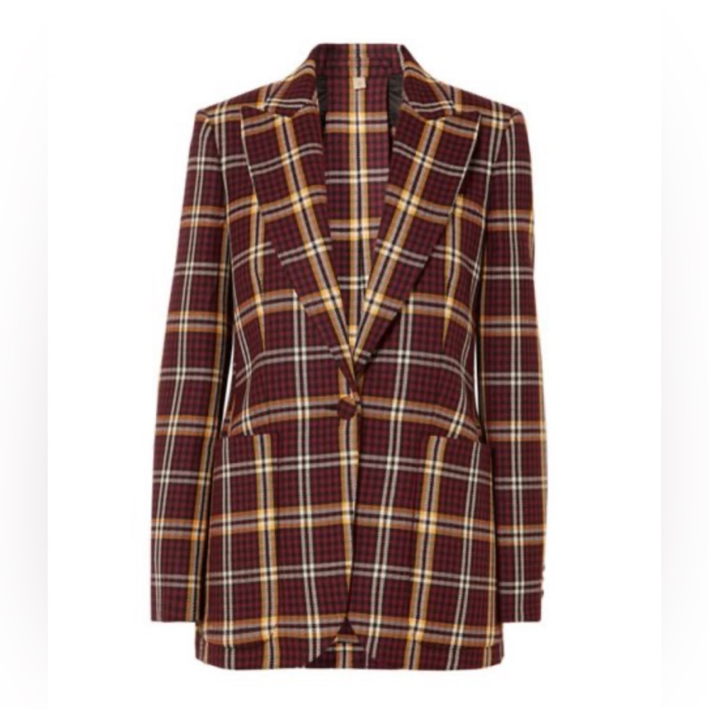 BURBERRY Checked Wool Blazer UK 6 | Like-New